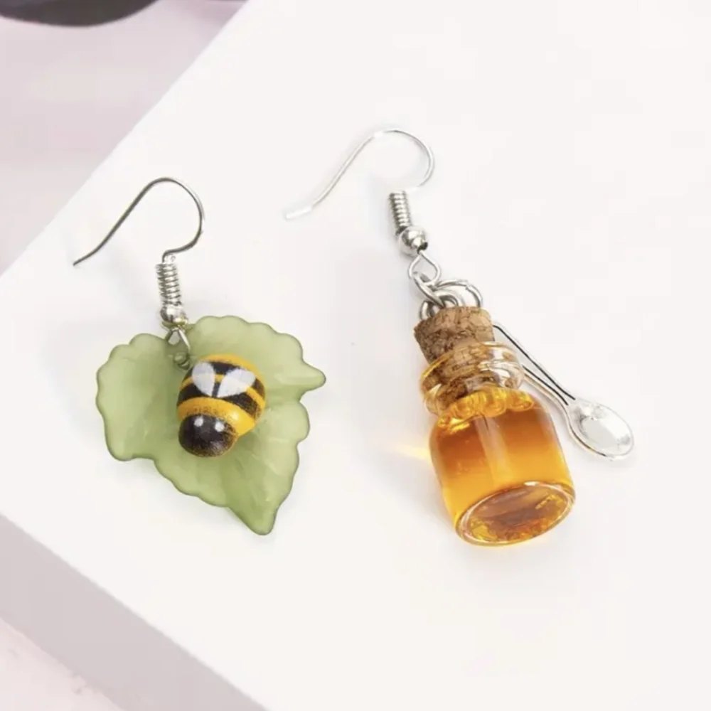 Earrings--Bee & Honey Asymmetrical Danglies